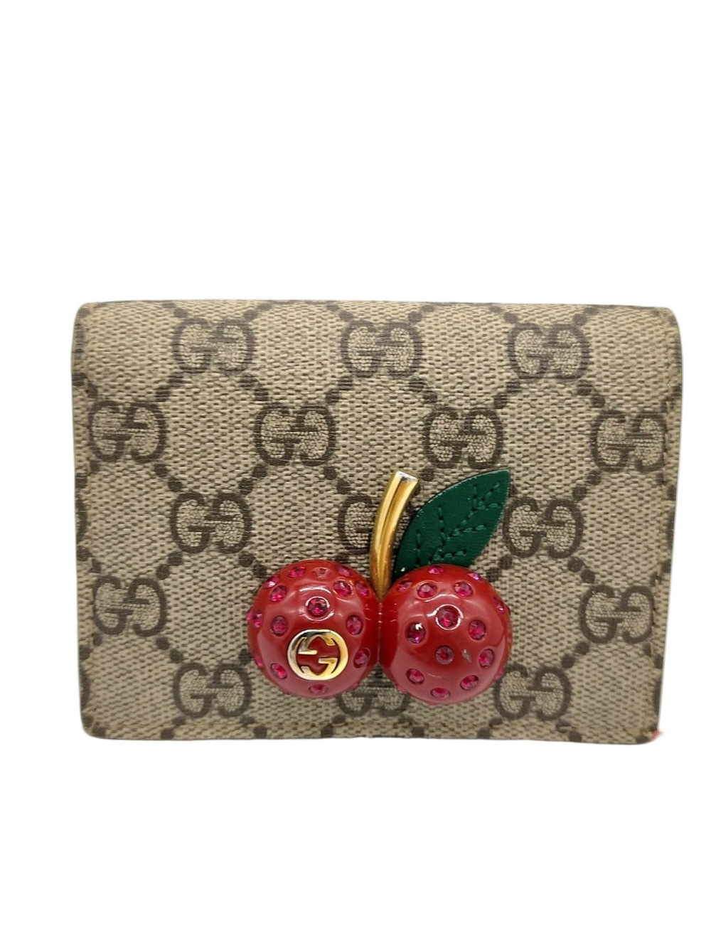 Gucci Monogram GG Canvas Wallet with Cherry